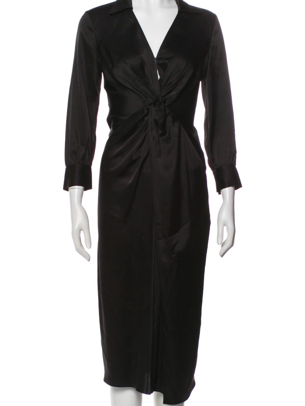 Theory black satin midi dress